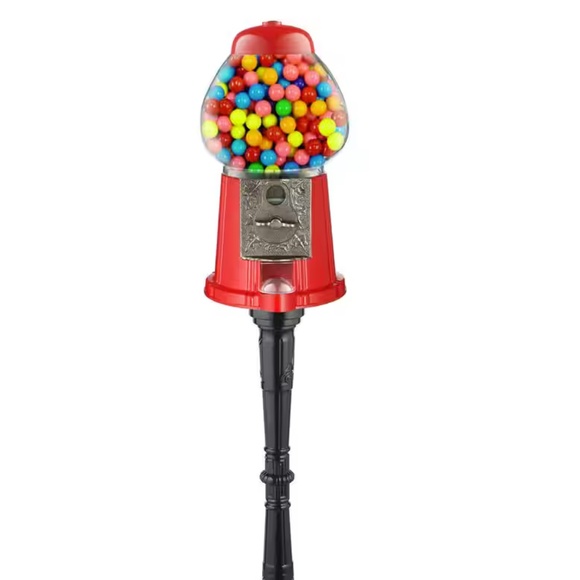 15 in. Vintage Red Gumball Machine Bank with Stand - Picture 1 of 4